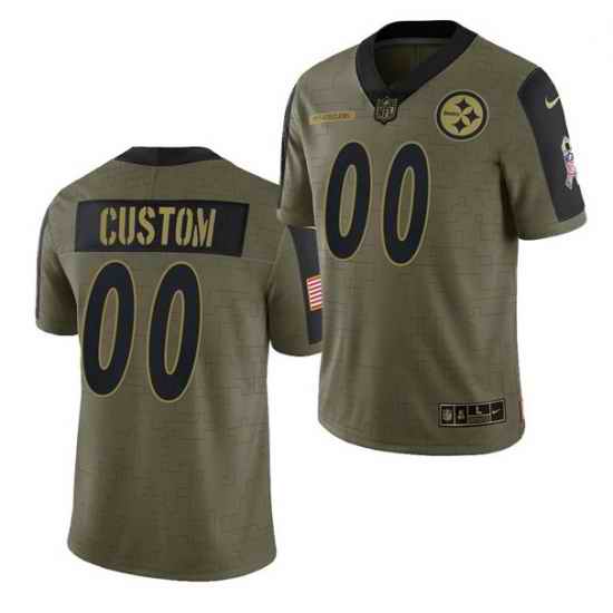 Men Women Youth Toddler  Pittsburgh Steelers ACTIVE PLAYER Custom 2021 Olive Salute To Service Limited Stitched Jersey->customized nfl jersey->Custom Jersey
