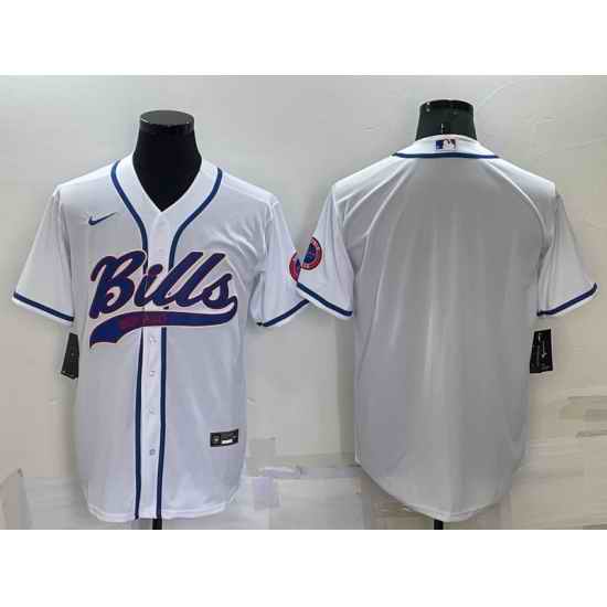 Men Buffalo Bills Blank White Cool Base Stitched Baseball Jersey->chicago bears->NFL Jersey