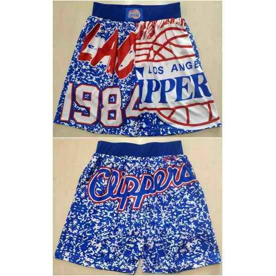 Men Los Angeles Clippers Blue Mitchell Ness Shorts Run Small->->