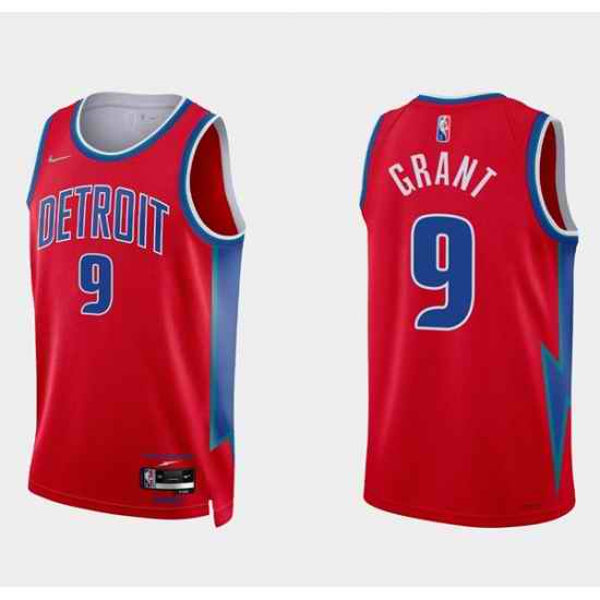 Men Detroit Pistons #9 Jerami Grant 75th Anniversary Red Stitched Jersey->denver nuggets->NBA Jersey