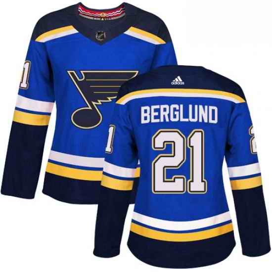 Womens Adidas St Louis Blues #21 Patrik Berglund Authentic Royal Blue Home NHL Jersey->women nhl jersey->Women Jersey