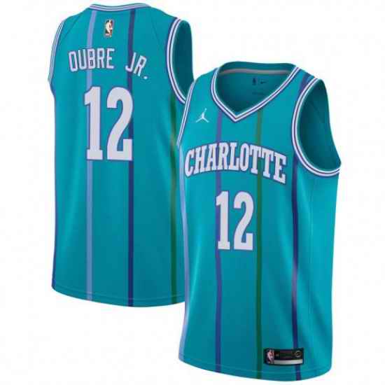 Nike Charlotte Hornets #12 Kelly Oubre Jr Aqua NBA Jordan Swingman Hardwood Classics Jersey->new york knicks->NBA Jersey