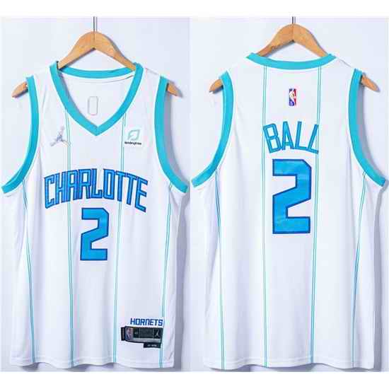 Men Charlotte Hornets #2 LaMelo Ball White 75th Anniversary Stitched NBA Jersey->dallas mavericks->NBA Jersey
