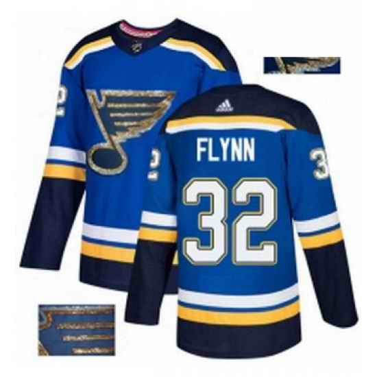Mens Adidas St Louis Blues #32 Brian Flynn Authentic Royal Blue Fashion Gold NHL Jersey->st.louis blues->NHL Jersey