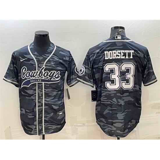 Men Dallas Cowboys #33 Tony Dorsett Grey Camo With Patch Cool Base Stitched Baseball Jersey->denver broncos->NFL Jersey