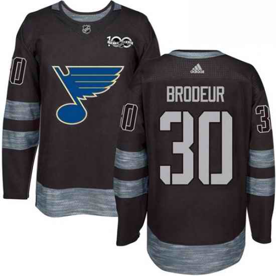 Mens Adidas St Louis Blues #30 Martin Brodeur Authentic Black 1917 2017 100th Anniversary NHL Jersey->st.louis blues->NHL Jersey