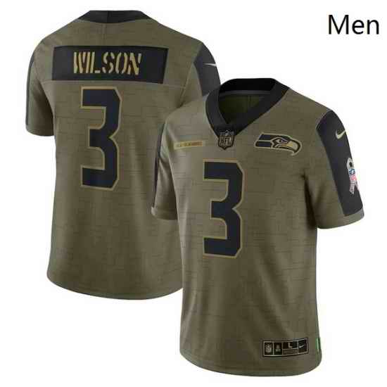 Men's Seattle Seahawks Russell Wilson Nike Olive 2021 Salute To Service Limited Player Jersey->san francisco 49ers->NFL Jersey