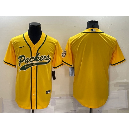 Men Green Bay Packers Blank Yellow Cool Base Stitched Baseball Jersey->cleveland browns->NFL Jersey