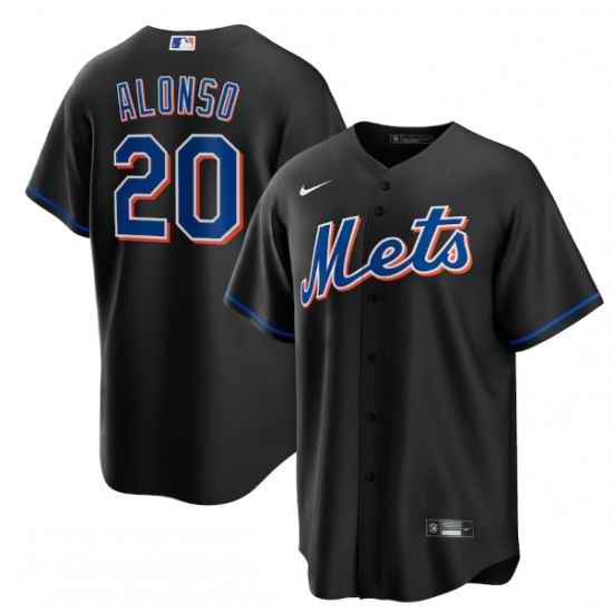 Men New York Mets #20 Pete Alonso 2022 Black Cool Base Stitched Baseball Jersey->los angeles dodgers->MLB Jersey