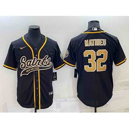 Men New Orleans Saints #32 Tyrann Mathieu Black Stitched MLB Cool Base Nike Baseball Jersey->new orleans saints->NFL Jersey