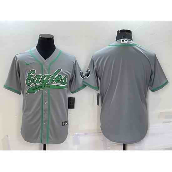 Men Philadelphia Eagles Blank Grey Cool Base Stitched Baseball Jersey->san francisco 49ers->NFL Jersey