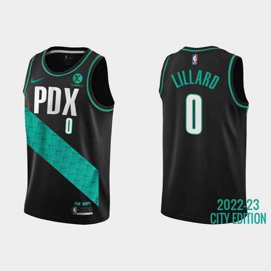 Men Portland Trail Blazers #0 Damian Lillard 2022 23 Black City Edition Stitched Basketball Jersey->phoenix suns->NBA Jersey