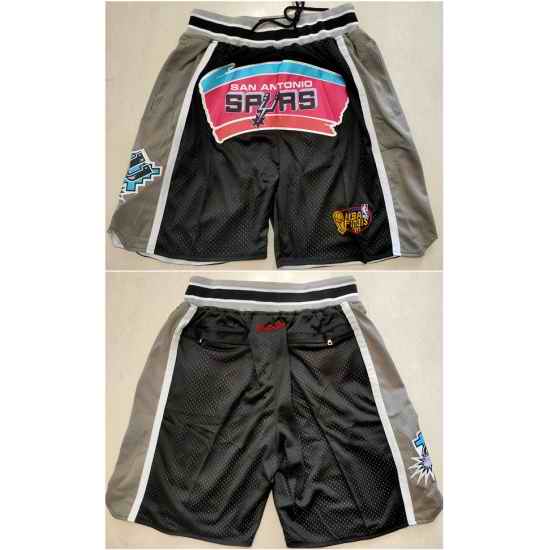 Men San Antonio Spurs Black Grey Shorts Run Small->atlanta hawks->NBA Jersey