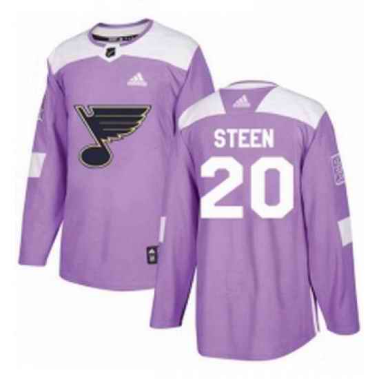 Mens Adidas St Louis Blues #20 Alexander Steen Authentic Purple Fights Cancer Practice NHL Jersey->st.louis blues->NHL Jersey