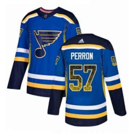 Mens Adidas St Louis Blues #57 David Perron Authentic Blue Drift Fashion NHL Jersey->st.louis blues->NHL Jersey