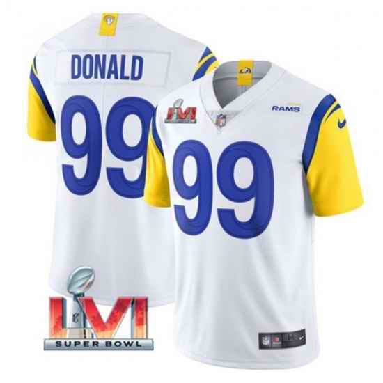 Nike Los Angeles Rams #99 Aaron Donald White 2022 Super Bowl LVI Vapor Limited Jersey->cincinnati bengals->NFL Jersey