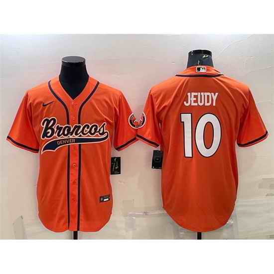 Men Denver Broncos #10 Jerry Jeudy Orange With Patch Cool Base Stitched Baseball Jersey->dallas cowboys->NFL Jersey