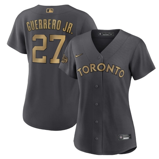 Women Toronto Blue Jays #27 Vladimir Guerrero Jr 2022 All Star Charcoal Stitched Baseball Jersey->women mlb jersey->Women Jersey