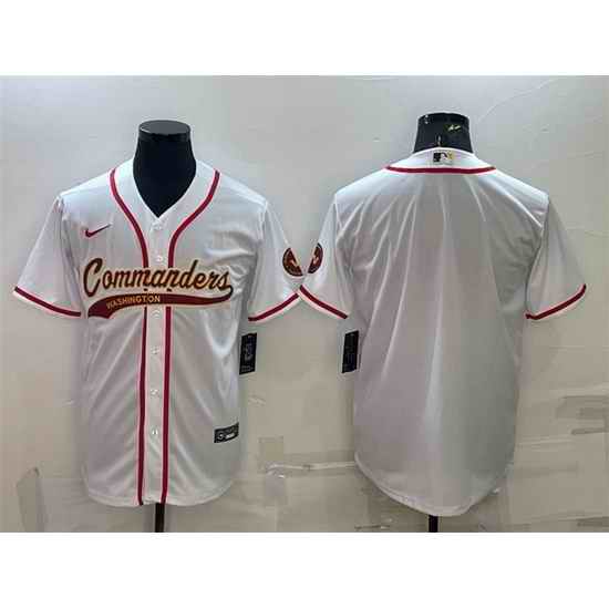 Men Washington Commanders Blank White With Patch Cool Base Stitched Baseball Jersey->washington commanders->NFL Jersey