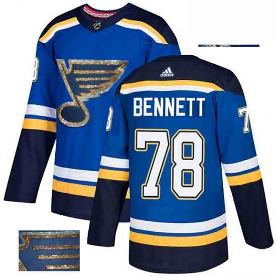 Mens Adidas St Louis Blues #78 Beau Bennett Authentic Royal Blue Fashion Gold NHL Jersey->st.louis blues->NHL Jersey