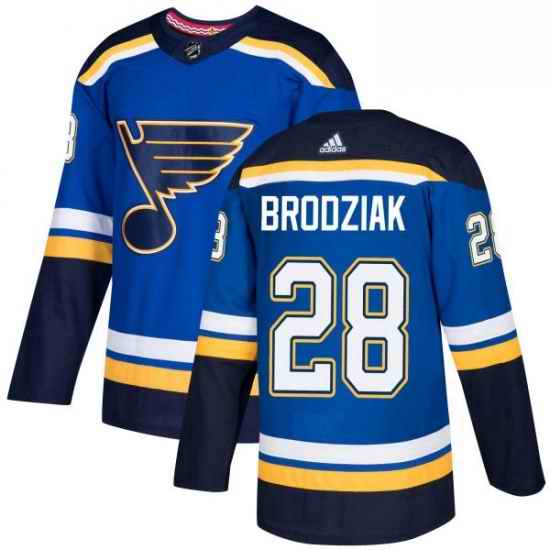Mens Adidas St Louis Blues #28 Kyle Brodziak Premier Royal Blue Home NHL Jersey->st.louis blues->NHL Jersey
