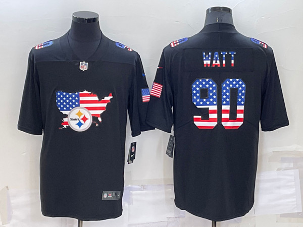 Men's Pittsburgh Steelers #90 T.J. Watt Black USA Flag Limited Stitched Jersey->san francisco 49ers->NFL Jersey