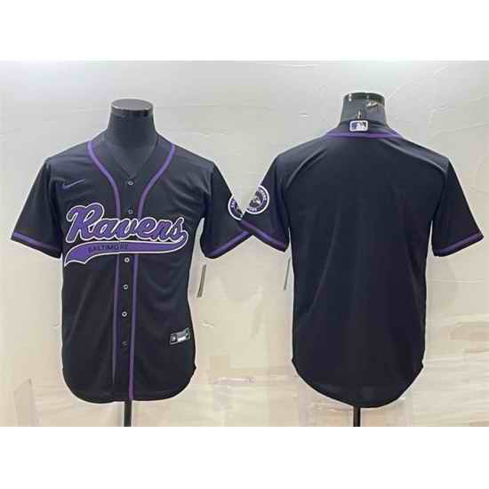 Men Baltimore Ravens Blank Black With Patch Cool Base Stitched Baseball Jersey->baltimore ravens->NFL Jersey