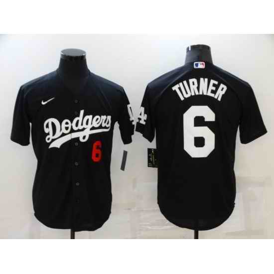Men's Nike Los Angeles Dodgers #6 Trea Turner Black Jersey->chicago white sox->MLB Jersey