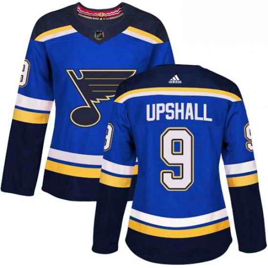 Womens Adidas St Louis Blues #9 Scottie Upshall Premier Royal Blue Home NHL Jersey->women nhl jersey->Women Jersey