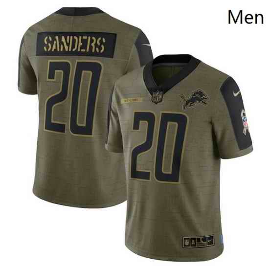Men's Detroit Lions Barry Sanders Nike Olive 2021 Salute To Service Retired Player Limited Jersey->denver broncos->NFL Jersey