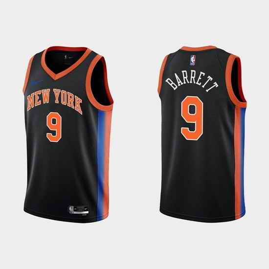 Men New Yok Knicks #9 RJ Barrett 2022 23 Black City Edition Stitched Basketball Jersey->phoenix suns->NBA Jersey