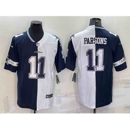 Men Dallas Cowboys #11 Micah Parsons Navy White Split Vapor Untouchable Limited Stitched Jersey->carolina panthers->NFL Jersey