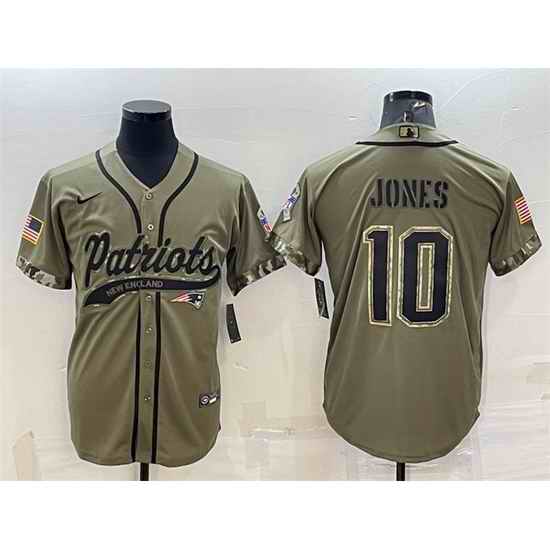 Men New England Patriots #10 Mac Jones Olive 2022 Salute To Service Cool Base Stitched Baseball Jersey->minnesota vikings->NFL Jersey