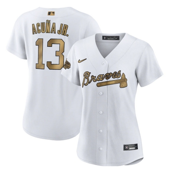 Women Atlanta Braves #13 Ronald Acuna Jr  2022 All Star White Stitched Baseball Jersey->san diego padres->MLB Jersey