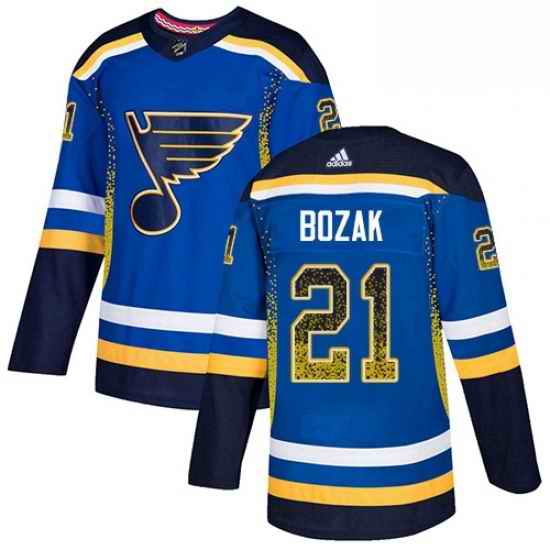 Mens Adidas St Louis Blues #21 Tyler Bozak Authentic Blue Drift Fashion NHL Jersey->st.louis blues->NHL Jersey