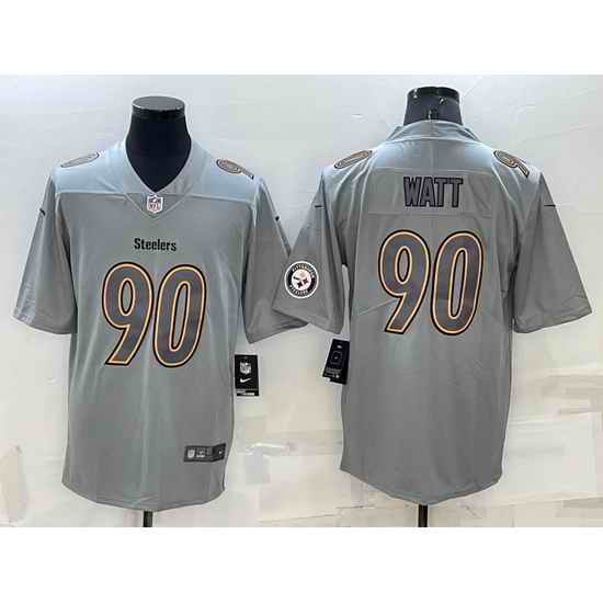 Men Pittsburgh Steelers #90 T J  Watt Grey Atmosphere Fashion Stitched Jersey->new orleans saints->NFL Jersey