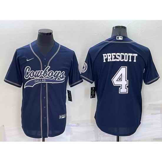 Men Dallas Cowboys #4 Dak Prescott Navy Cool Base Stitched Baseball Jersey->cleveland browns->NFL Jersey