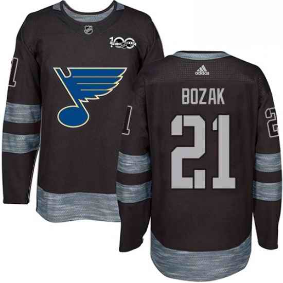 Mens Adidas St Louis Blues #21 Tyler Bozak Authentic Black 1917 2017 100th Anniversary NHL Jersey->st.louis blues->NHL Jersey