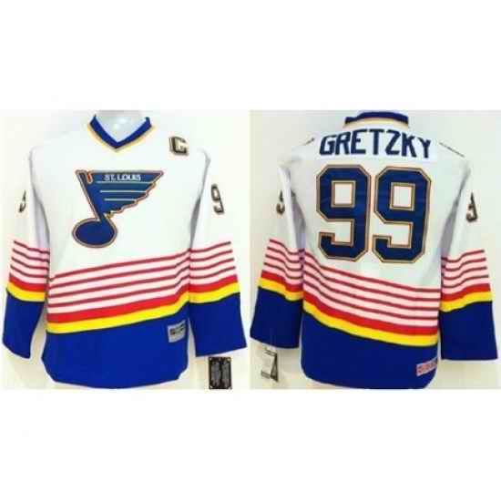 Kids St. Louis Blues #99 Wayne Gretzky White NHL Jersey->youth nhl jersey->Youth Jersey