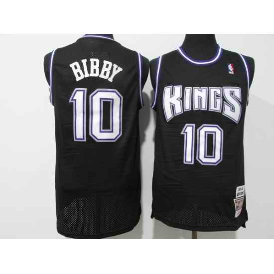 Men Sacramento Kings #10 Mike Bibby 2001 02 Black Throwback Stitched Jersey->sacramento kings->NBA Jersey