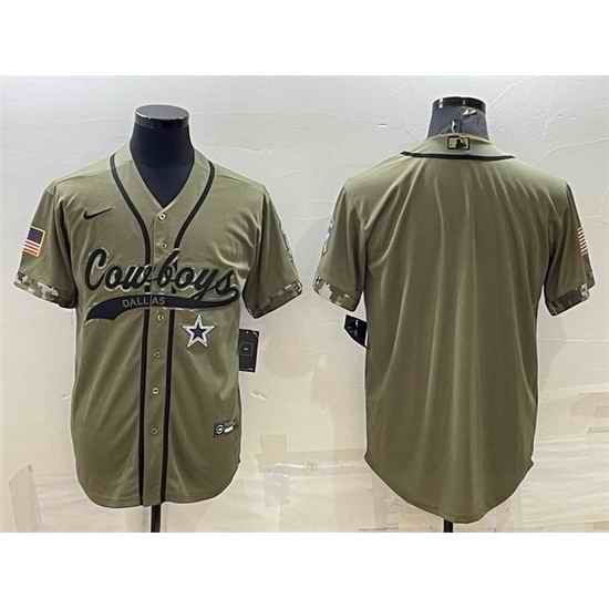Men Dallas Cowboys Blank Olive Salute To Service Cool Base Stitched Baseball Jersey->dallas cowboys->NFL Jersey
