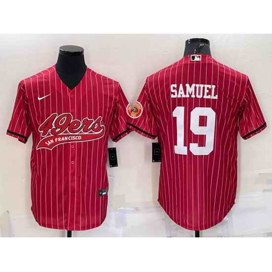 Men San Francisco 49ers #19 Deebo Samuel Red With Patch Cool Base Stitched Baseball Jersey->pittsburgh steelers->NFL Jersey