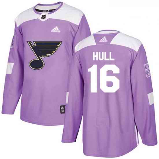 Youth Adidas St Louis Blues #16 Brett Hull Authentic Purple Fights Cancer Practice NHL Jersey->youth nhl jersey->Youth Jersey