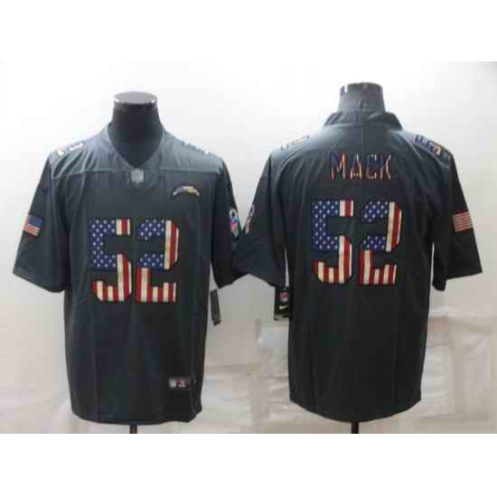 Men's Los Angeles Chargers #52 Khalil Mack Grey Salute To Service USA Flag Stitched Jersey->miami dolphins->NFL Jersey