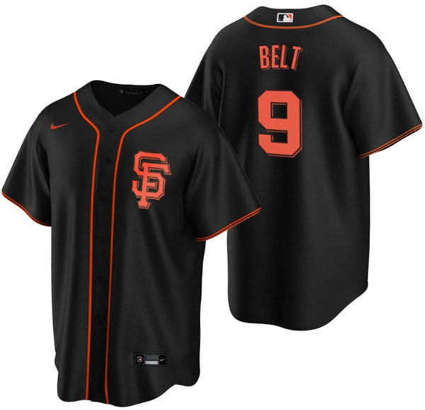 Men's San Francisco Giants #9 Brandon Belt Black Cool Base Stitched Jersey->seattle mariners->MLB Jersey