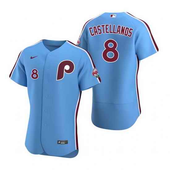 Men Philadelphia Phillies #8 Nick Castellanos Blue Flex Base Stitched Baseball jersey->new york yankees->MLB Jersey