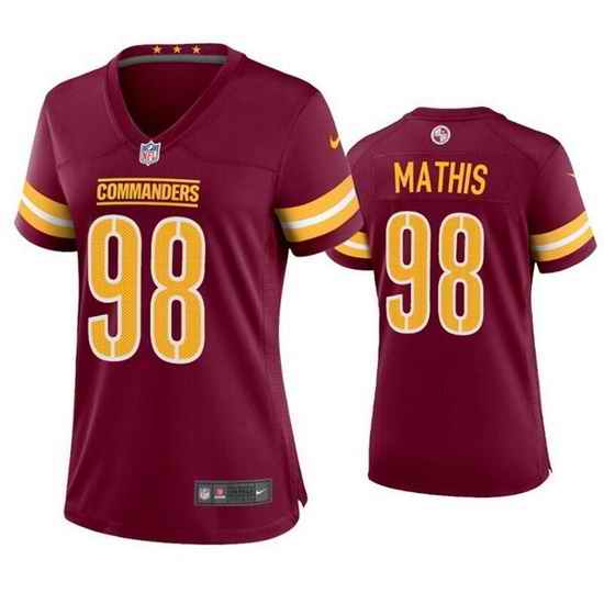 Women Washington Commanders #98 Phidarian Mathis 2022 Burgundy Game Stitched Jersey 28Run Small 2->women nfl jersey->Women Jersey