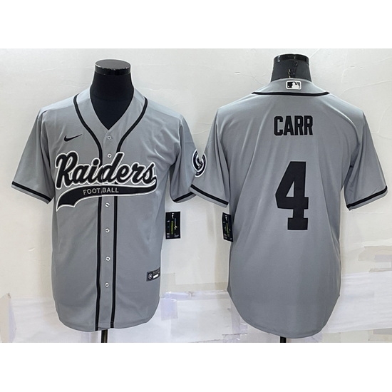 Men Las Vegas Raiders #4 Derek Carr Grey Cool Base Stitched Baseball Jersey->cleveland browns->NFL Jersey