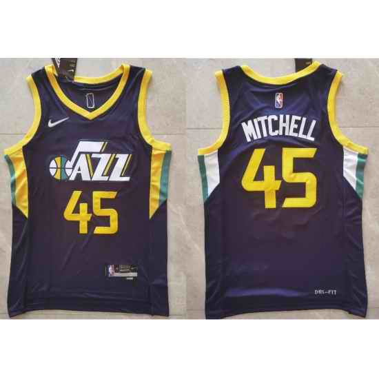 Men Utah Jazz Donovan Mitchell #45 2021 2022 75th Anniversary City Edition Stitched Jersey->milwaukee bucks->NBA Jersey
