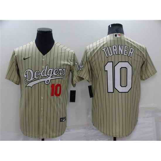 Men Los Angeles Dodgers #10 Justin Turner Cream Throwback Stitched Baseball Jerseys->los angeles angels->MLB Jersey